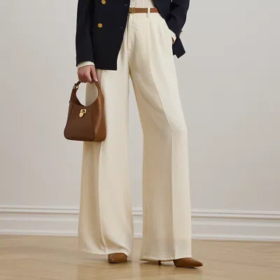 Lauren Petite Double-faced Georgette Wide-leg Pant In Mascarpone Cream