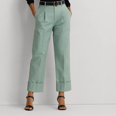 Lauren Petite Double-faced Stretch Cotton Ankle Pant In Soft Laurel