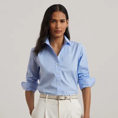 Lauren Petite Easy Care Cotton Shirt In Blue
