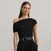 Lauren Petite Jersey Asymmetrical Off-the-shoulder Top In Black