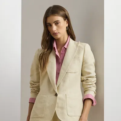 Lauren Petite Linen-blend Twill Blazer In Ivory Beige