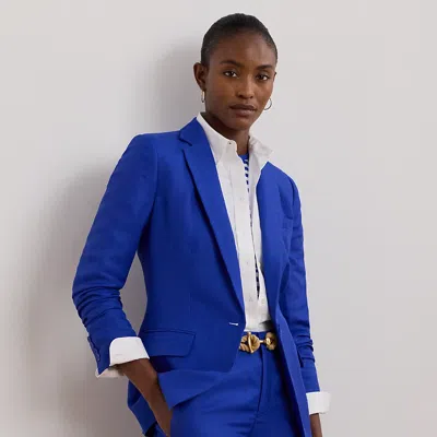 Lauren Petite Linen-blend Twill Blazer In New Sapphire