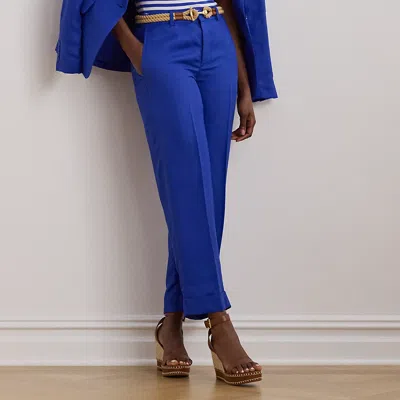 Lauren Petite Linen-blend Twill Cropped Pant In New Sapphire