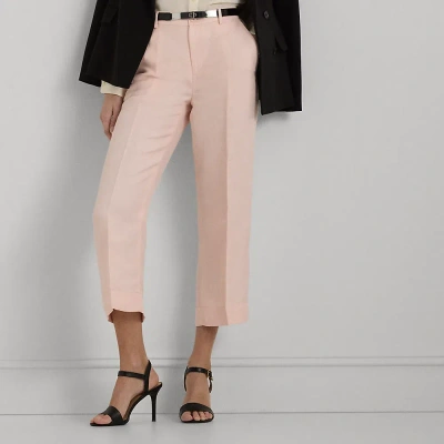 Lauren Petite Linen-blend-twill Cropped Pant In Pink Opal