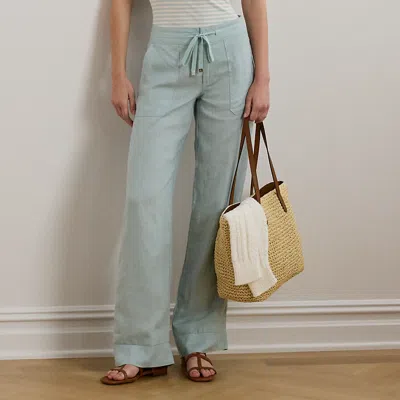 Lauren Petite Linen Wide-leg Pant In Aqua Pearl