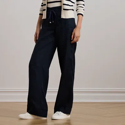 Lauren Petite Linen Wide-leg Pant In Lauren Navy