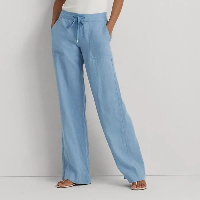 Lauren Petite Linen Wide-leg Pant In Pale Azure