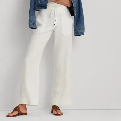 Lauren Petite Petite - Linen Wide-leg Trouser In White