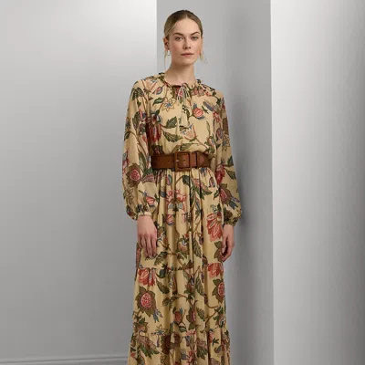 Lauren Petite Petite - Floral Crinkle Georgette Tiered Dress In Multi