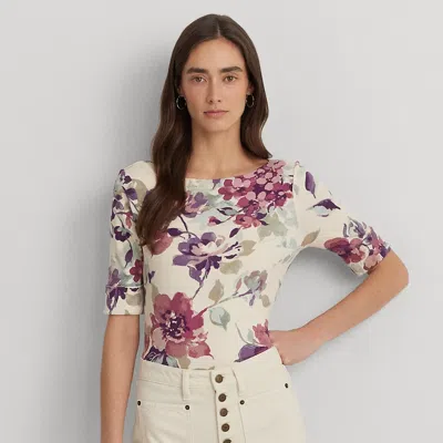 Lauren Petite Petite - Floral Stretch Cotton Boatneck T-shirt In Multi