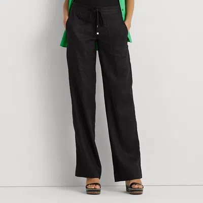 Lauren Petite Petite - Linen Wide-leg Trouser In Black