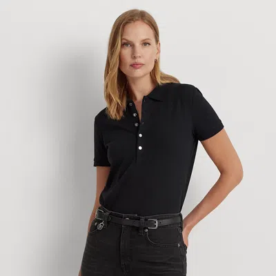 Lauren Petite Petite - Pique Polo Shirt In Black