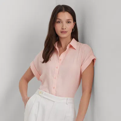 Lauren Petite Petite - Relaxed Fit Linen Short-sleeve Shirt In Pink