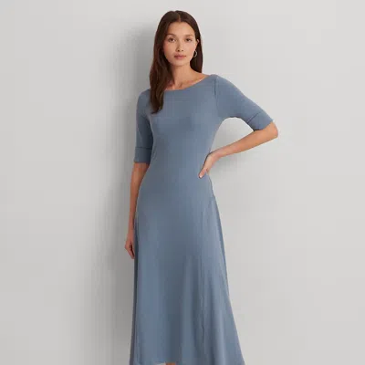 Lauren Petite Petite - Stretch Cotton Midi Dress In Blue