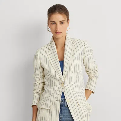 Lauren Petite Petite - Striped Cotton-blend Blazer In White