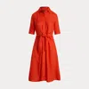 Lauren Petite Petite - Tie-front Linen Shirtdress In Red