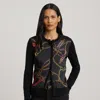 Lauren Petite Ralph Lauren Belting-print Cotton-blend Cardigan In Multi