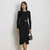 Lauren Petite Ralph Lauren Buckle-trim Stretch Jersey Dress In Black