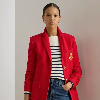 Lauren Petite Ralph Lauren Bullion Jacquard Blazer In Red
