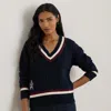 Lauren Petite Ralph Lauren Cable-knit Cotton Cricket Sweater In Multi