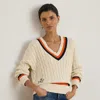Lauren Petite Ralph Lauren Cable-knit Cotton Cricket Sweater In Multi