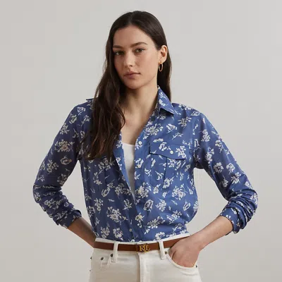 Lauren Petite Ralph Lauren Classic Fit Floral Cotton Voile Shirt