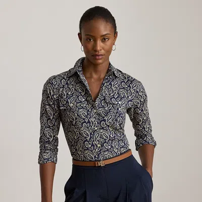Lauren Petite Ralph Lauren Classic Fit Paisley Cotton Voile Shirt In Multi