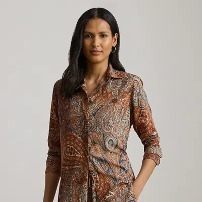 Lauren Petite Ralph Lauren Classic Fit Paisley Crepe Shirt In Multi