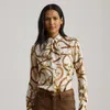 Lauren Petite Ralph Lauren Classic Fit Print Twill Tie-neck Shirt In Multi