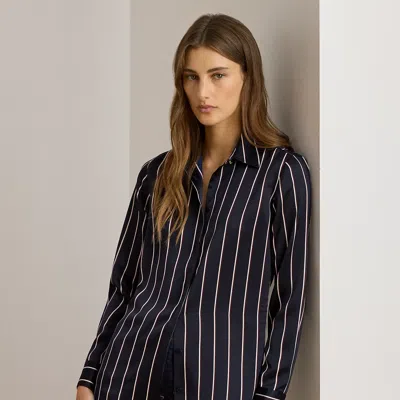 Lauren Petite Ralph Lauren Classic Fit Striped Charmeuse Shirt In Pattern