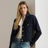 Lauren Petite Ralph Lauren Cropped Wool-blend Twill Jacket In Blue
