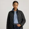 Lauren Petite Ralph Lauren Diamond-quilted Mockneck Jacket In Black