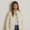 Lauren Petite Ralph Lauren Diamond-quilted Mockneck Jacket In White