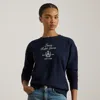 Lauren Petite Ralph Lauren Embroidered-crest Fleece Pullover In Blue