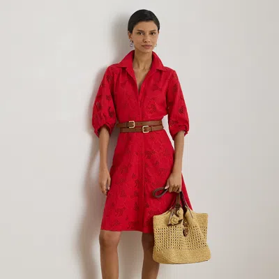 Lauren Petite Ralph Lauren Eyelet Voile Balloon-sleeve Shirtdress