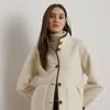 Lauren Petite Ralph Lauren Faux-shearling Funnelneck Coat In White