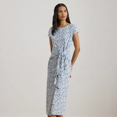 Lauren Petite Ralph Lauren Floral Jersey Tie-front Tee Dress In Multi
