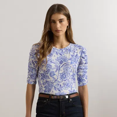Lauren Petite Ralph Lauren Floral Slub Jersey Elbow-sleeve Tee