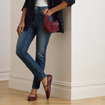 Lauren Petite Ralph Lauren High-rise Straight Ankle Jean In Blue