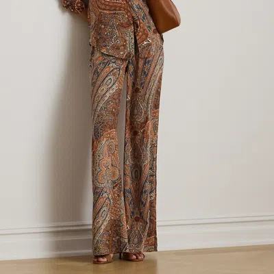 Lauren Petite Ralph Lauren Paisley Crepe Wide-leg Pant In Multi