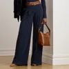 Lauren Petite Ralph Lauren Pleated Stretch Jersey Wide-leg Pant In Blue