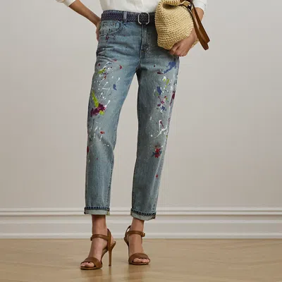 Lauren Petite Ralph Lauren Print Boyfriend Tapered Ankle Jean