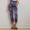 Lauren Petite Ralph Lauren Print Linen Cargo Ankle Pant