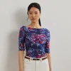 Lauren Petite Ralph Lauren Print Stretch Cotton Boatneck Tee