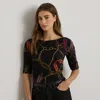 Lauren Petite Ralph Lauren Print Stretch Cotton Boatneck Tee In Multi