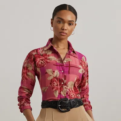 Lauren Petite Ralph Lauren Relaxed Fit Floral Linen Shirt
