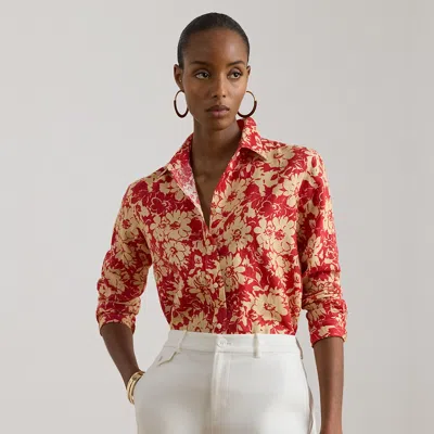 Lauren Petite Ralph Lauren Relaxed Fit Floral Linen Shirt In Multi