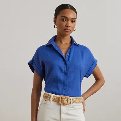Lauren Petite Ralph Lauren Relaxed Fit Linen Short-sleeve Shirt