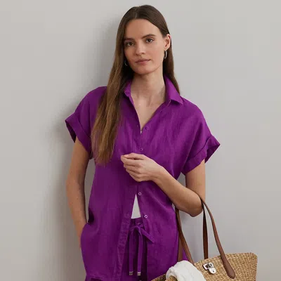 Lauren Petite Ralph Lauren Relaxed Fit Linen Short-sleeve Shirt