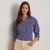 Lauren Petite Ralph Lauren Relaxed Fit Striped Broadcloth Shirt In Blue